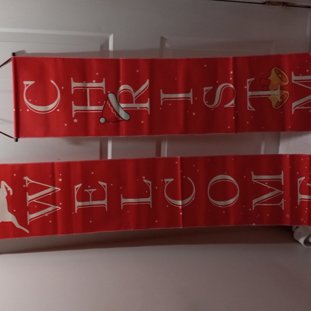 LONG "Welcome" "Christmas" Banners 70" X 12" Each NWT